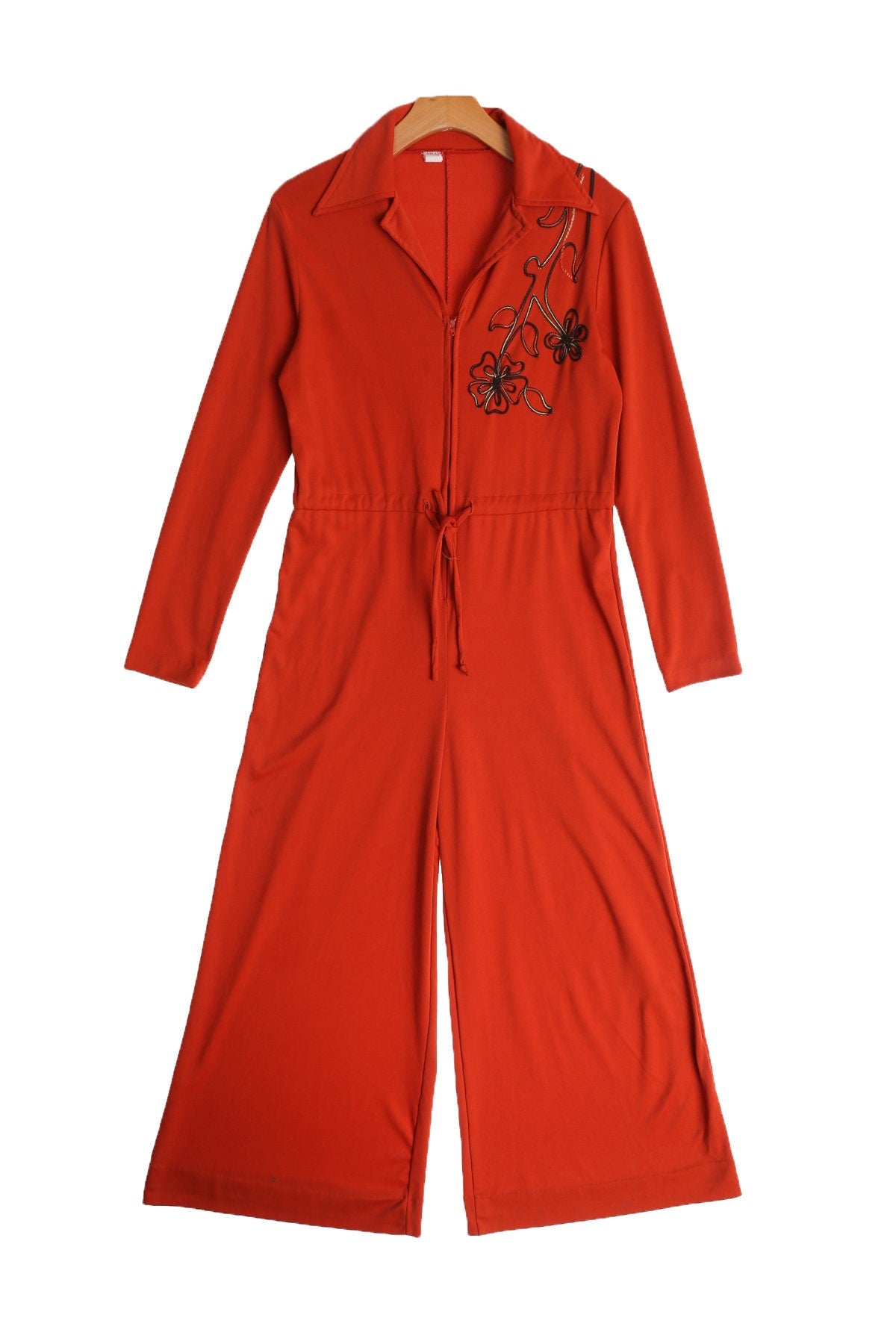 70's Red Jumpsuit with Waist Belt