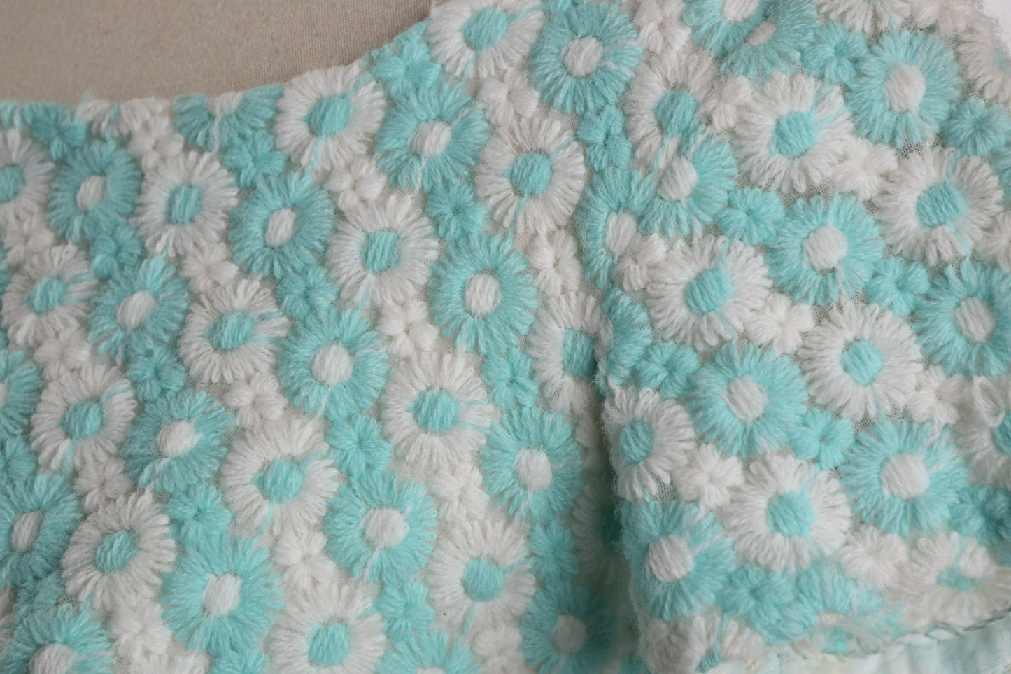 Vintage Long Baby Blue Evening Dress with Floral Embroidery