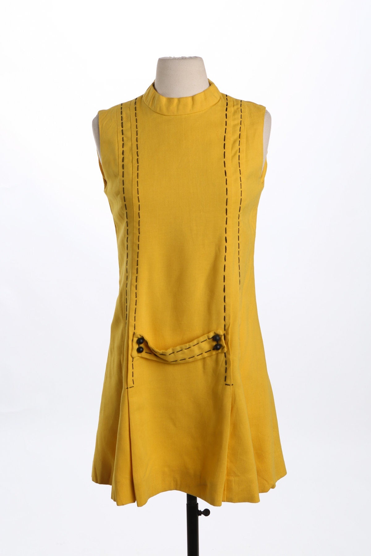 70's Yellow Poly Mod Dress