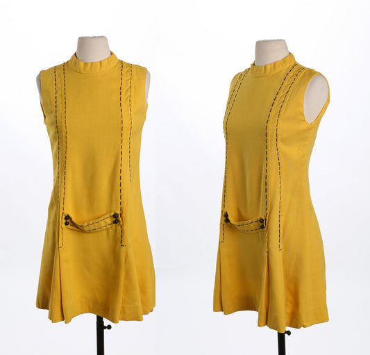 70's Yellow Poly Mod Dress