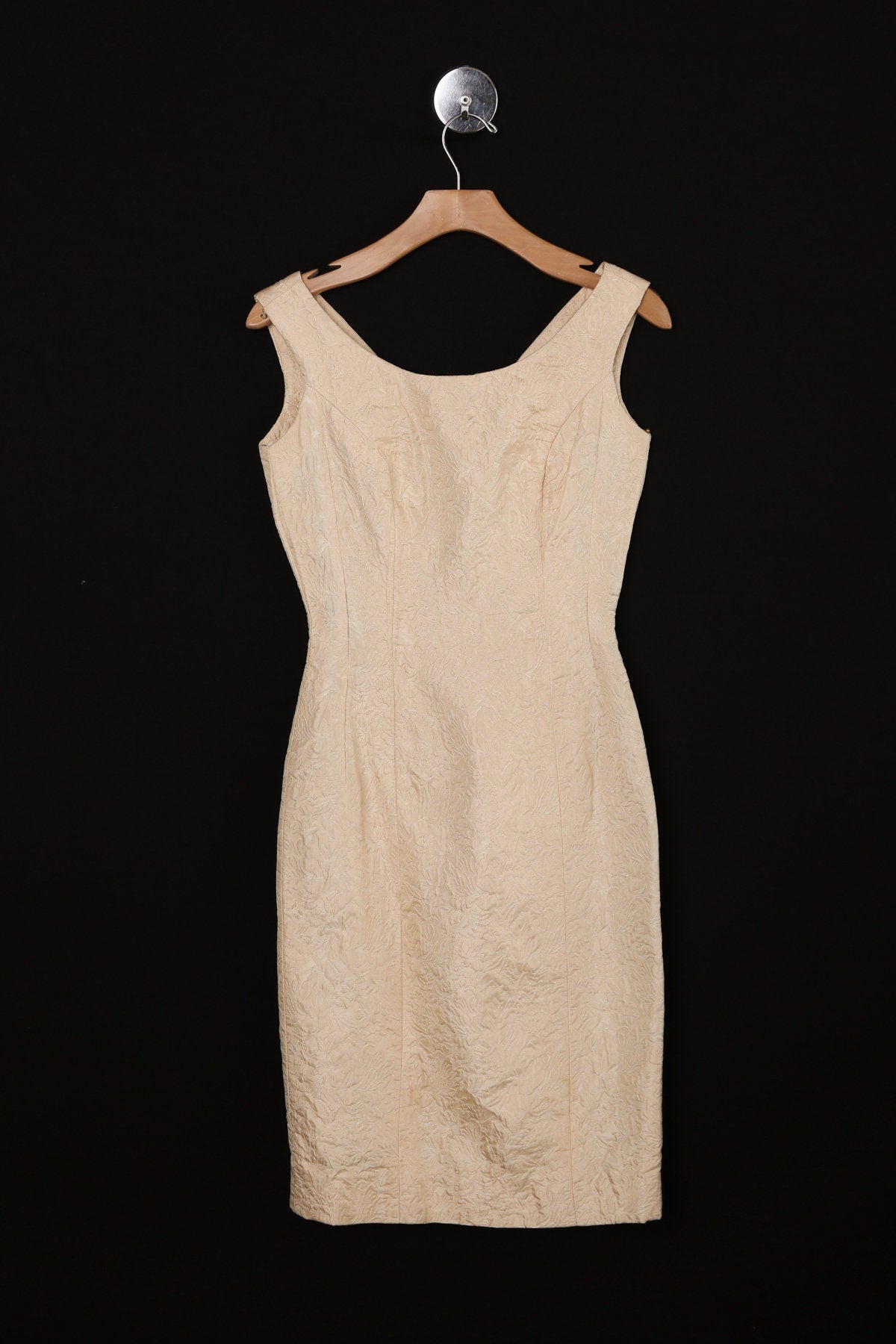 Vintage Women Light Brown Brocade Evening Dress - Era 50's - 60's