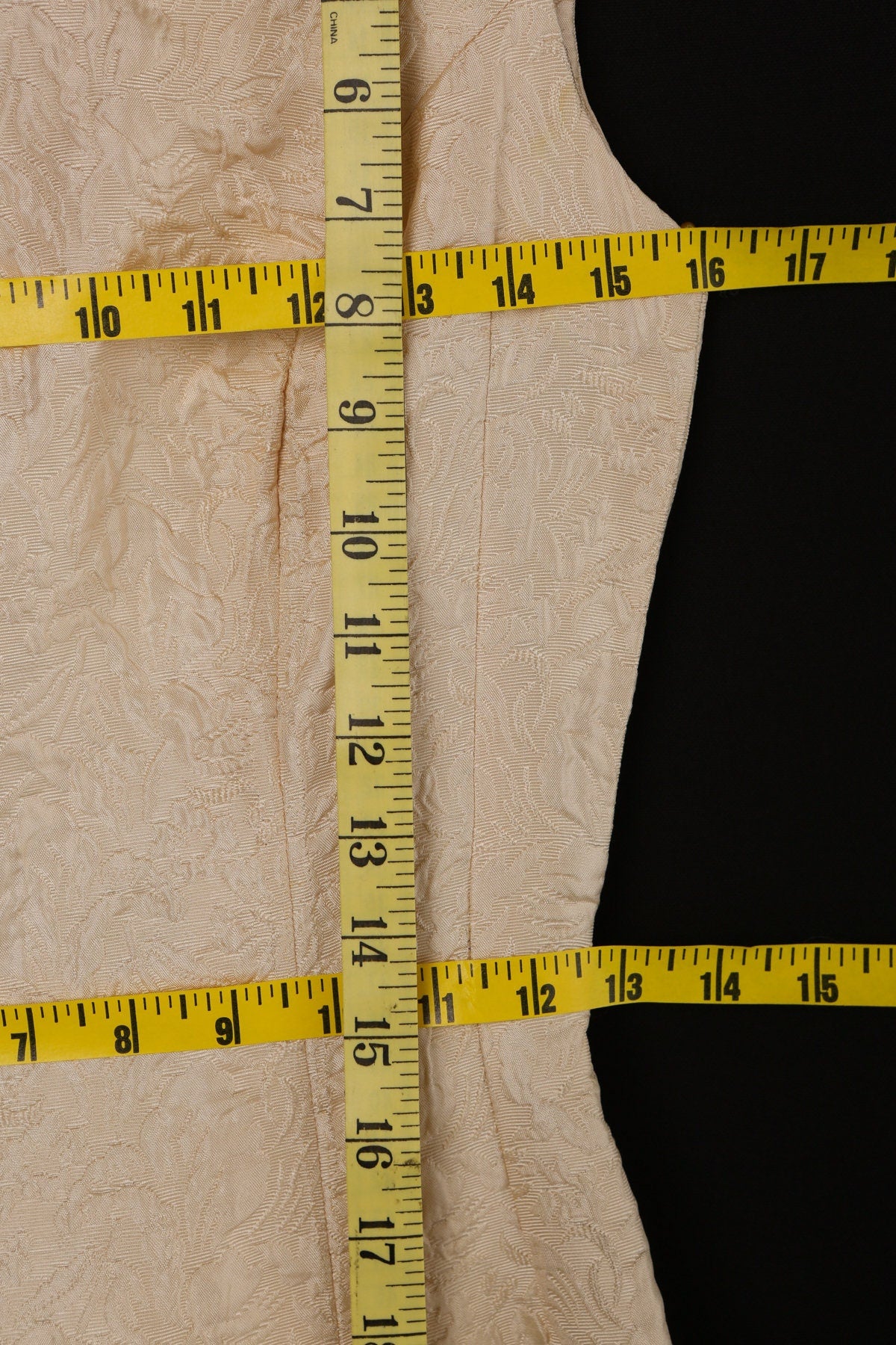 Vintage Women Light Brown Brocade Evening Dress - Era 50's - 60's