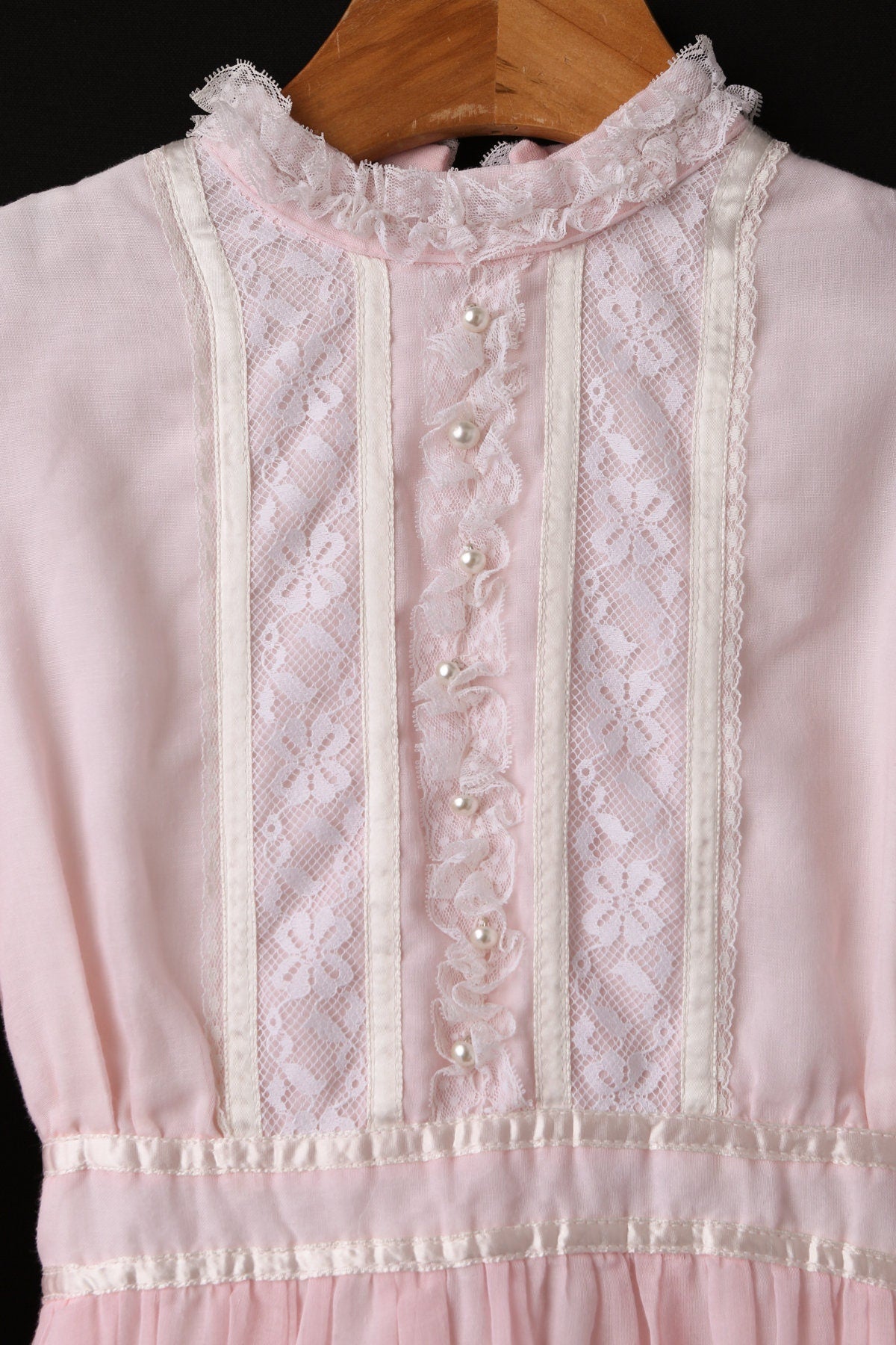 Vintage Pink Prairie Dress - Long Sleeve - Era 70's to 80's