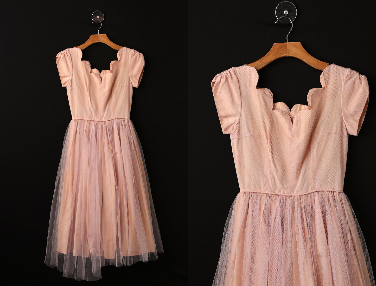 Vintage Women Pink Ball Gown Dress - Era 50's - 60's