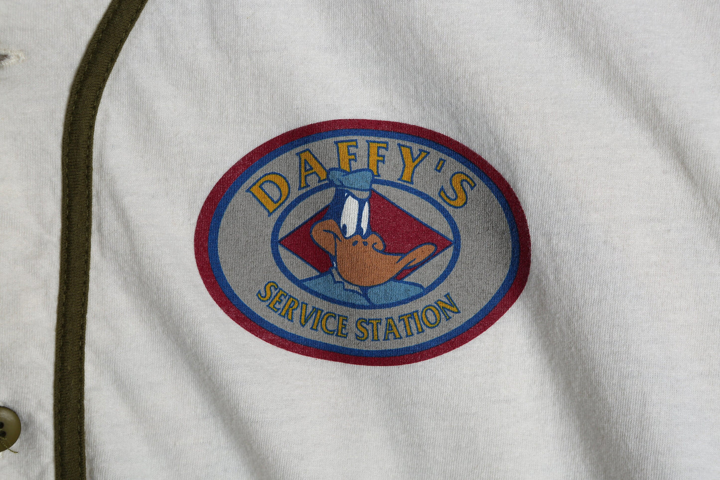 Vintage Baseball Graphic Shirt - Daffy's Gas Service Station Print