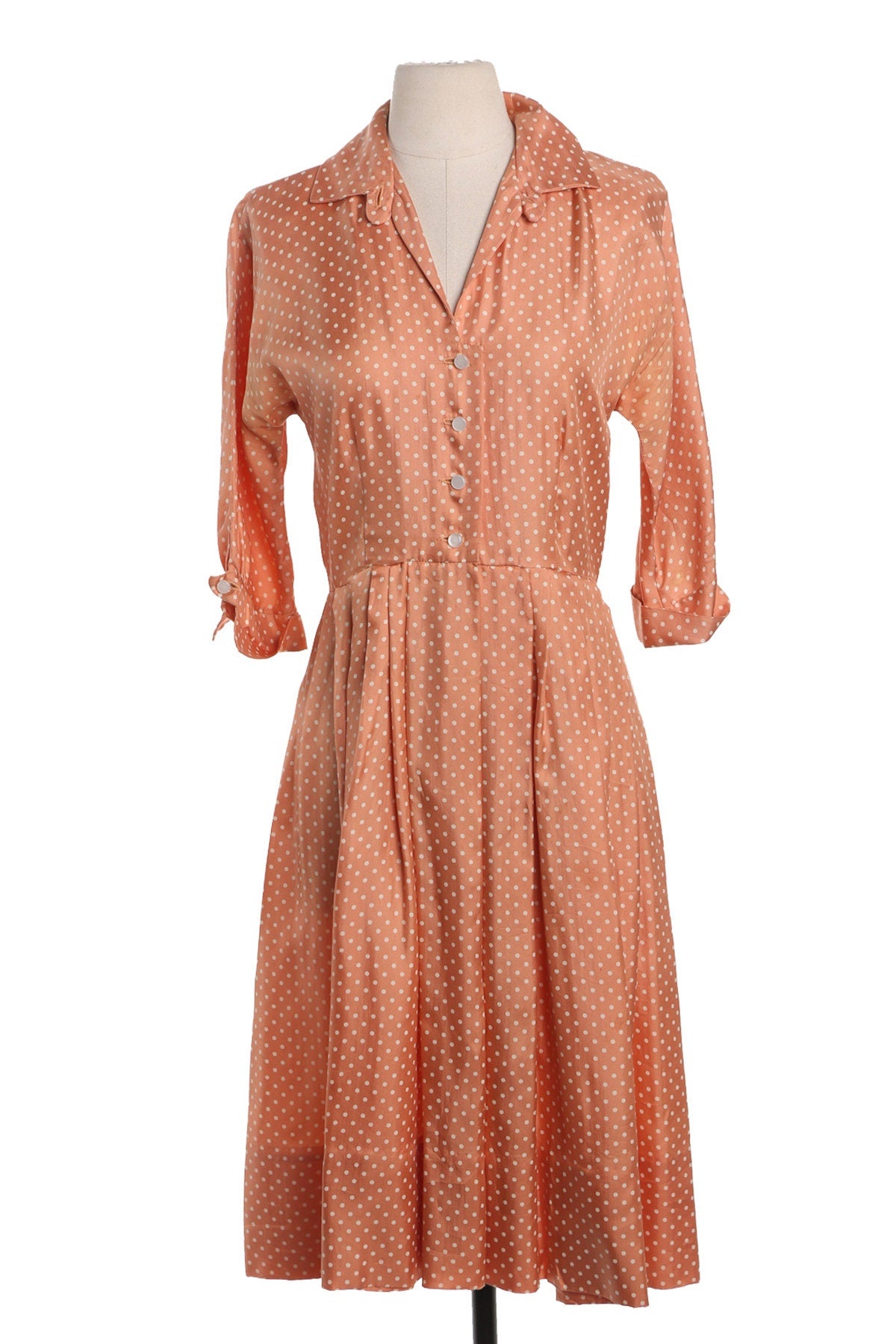 Vintage 40's White Polka Dot Casual Dress