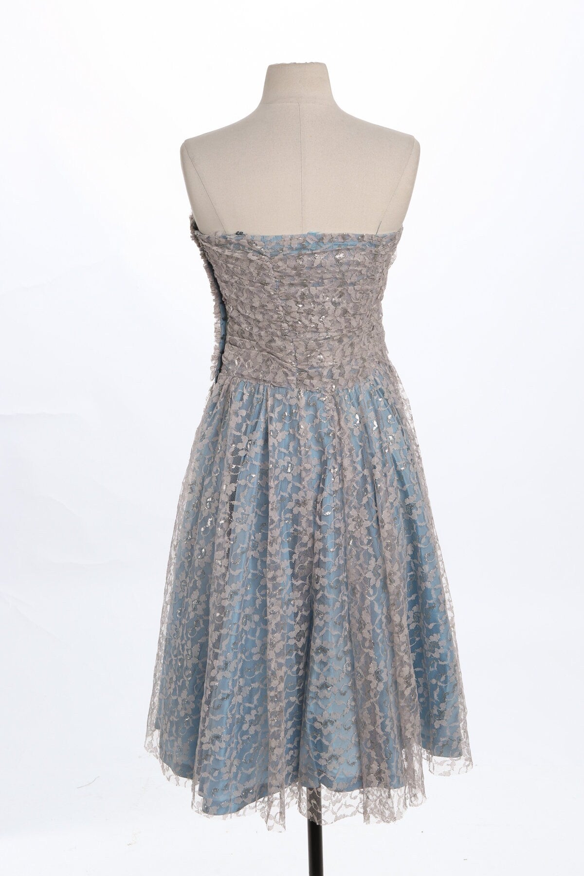 50's Ball Gown Blue Lace Dress