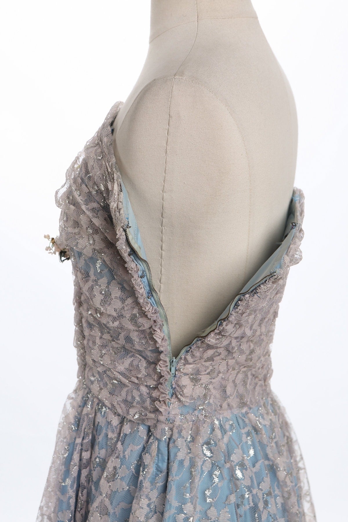 50's Ball Gown Blue Lace Dress