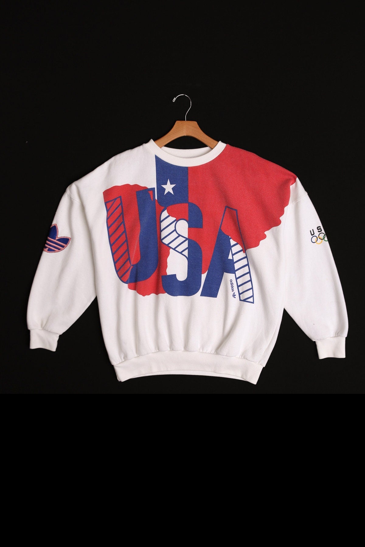 Vintage White USA Print Graphic Sweatshirt