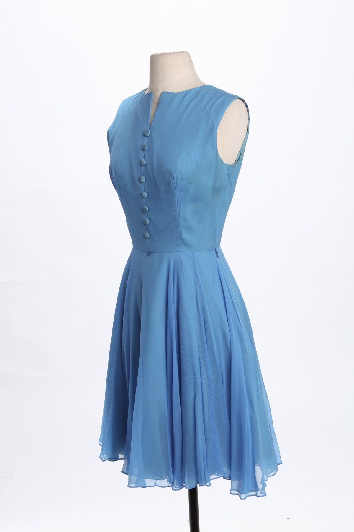 60's Woman Blue Poly Casual Dress - Sleeveless