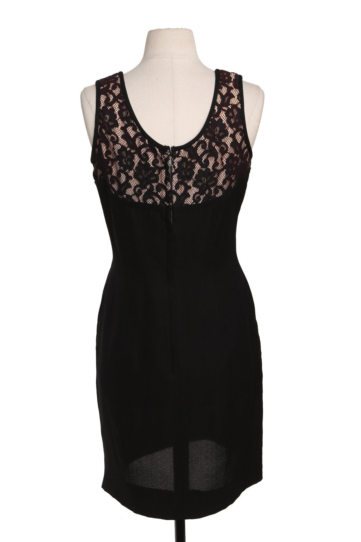 Vintage Woman Black Evening Dress with Floral Lace Top Details - Era 50's to 60's