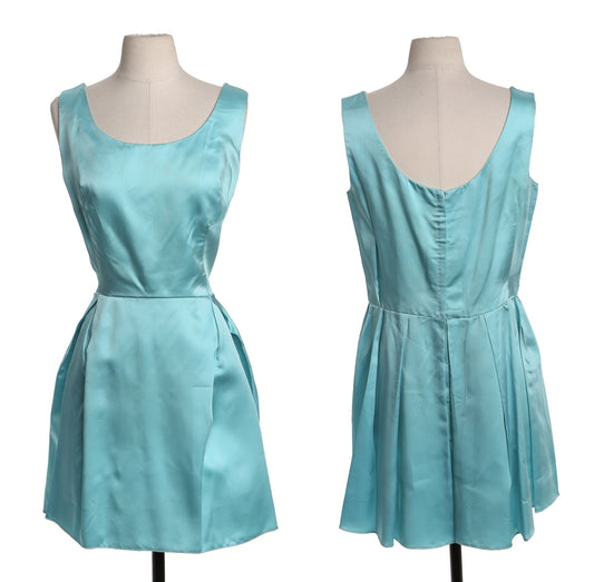 Vintage Women Blue Satin Evening Dress - Sleeveless - Era 50's to 60's