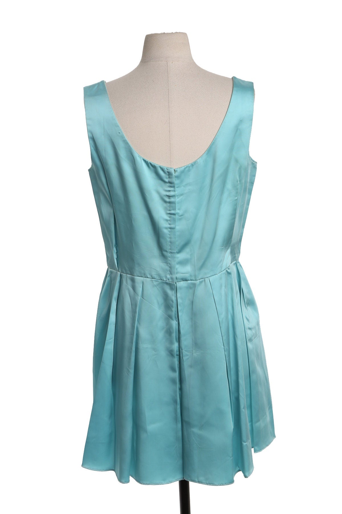 Vintage Women Blue Satin Evening Dress - Sleeveless - Era 50's to 60's