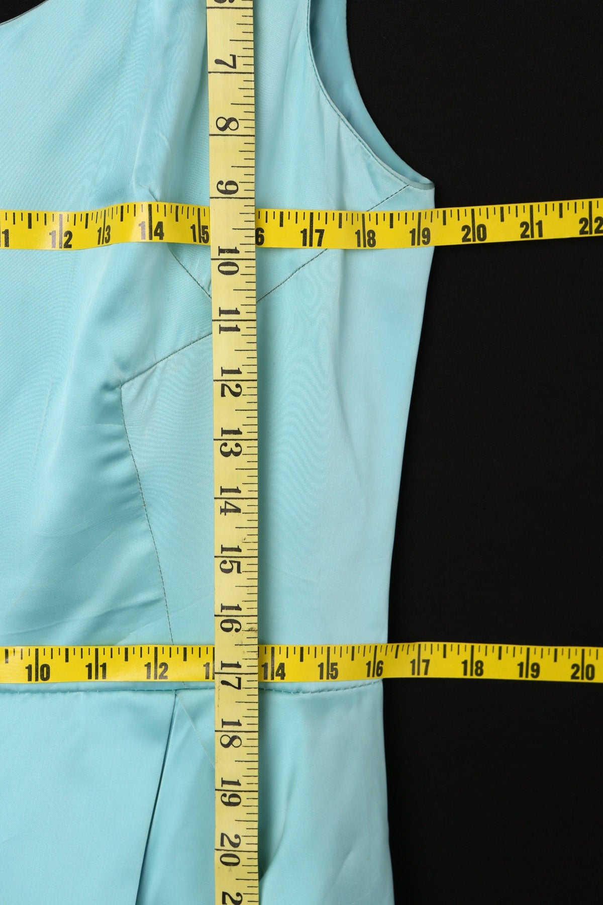 Vintage Women Blue Satin Evening Dress - Sleeveless - Era 50's to 60's