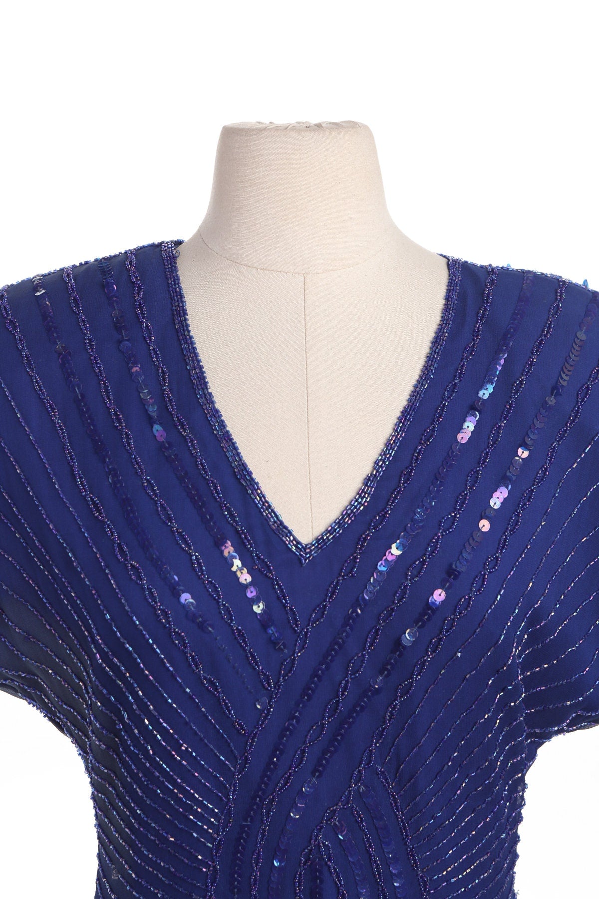 Vintage Blue Sequin Dress - Era 70's - 80's