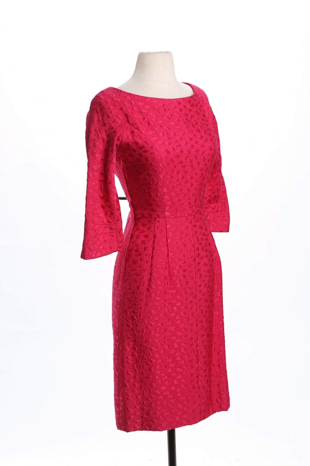 Vintage Pink Evening Dress - Era 50's - 60's - Long Sleeve