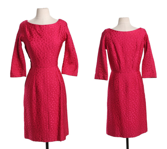 Vintage Pink Evening Dress - Era 50's - 60's - Long Sleeve