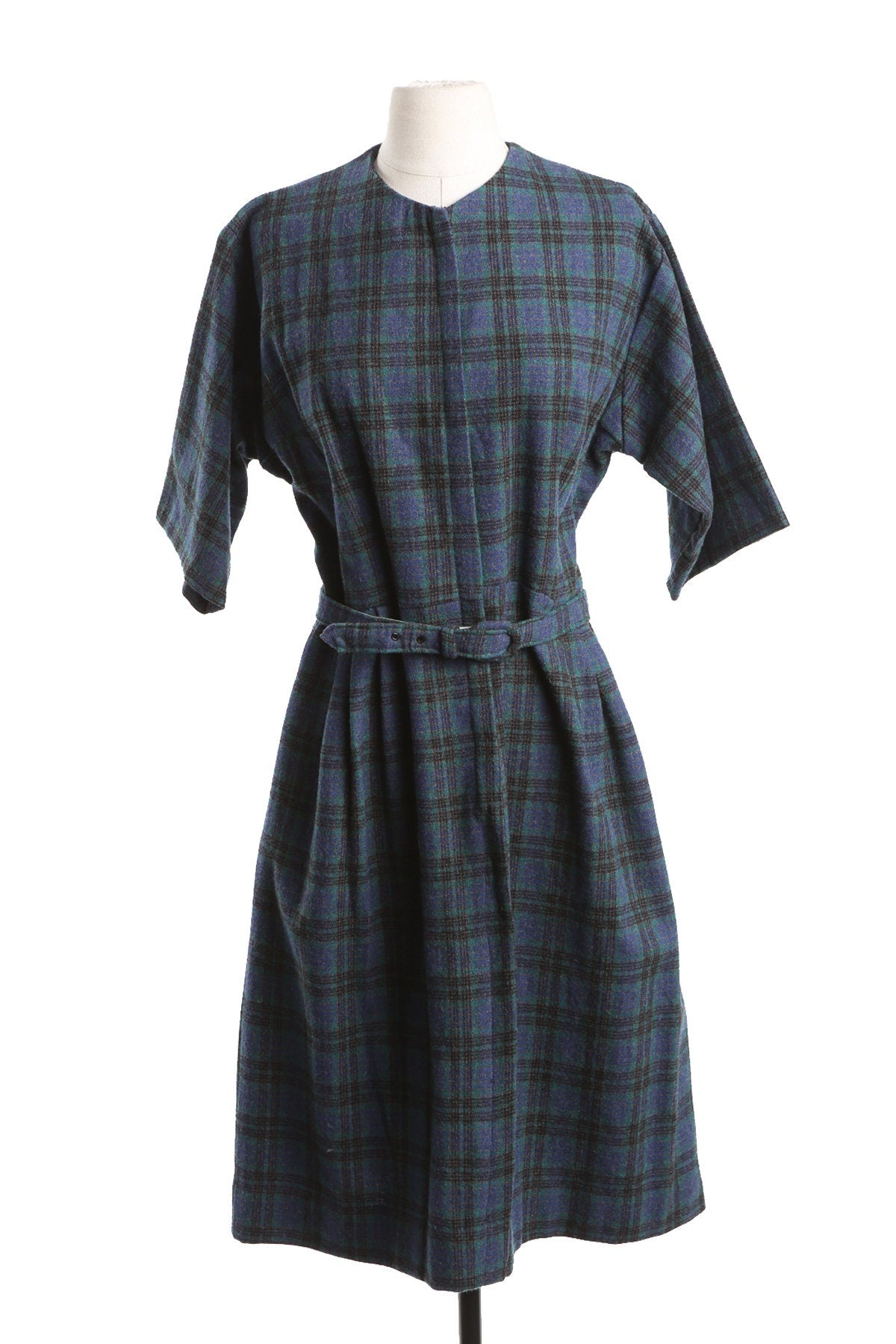 Vintage Plaid Dress - Blue and green - Era 50's - 60's