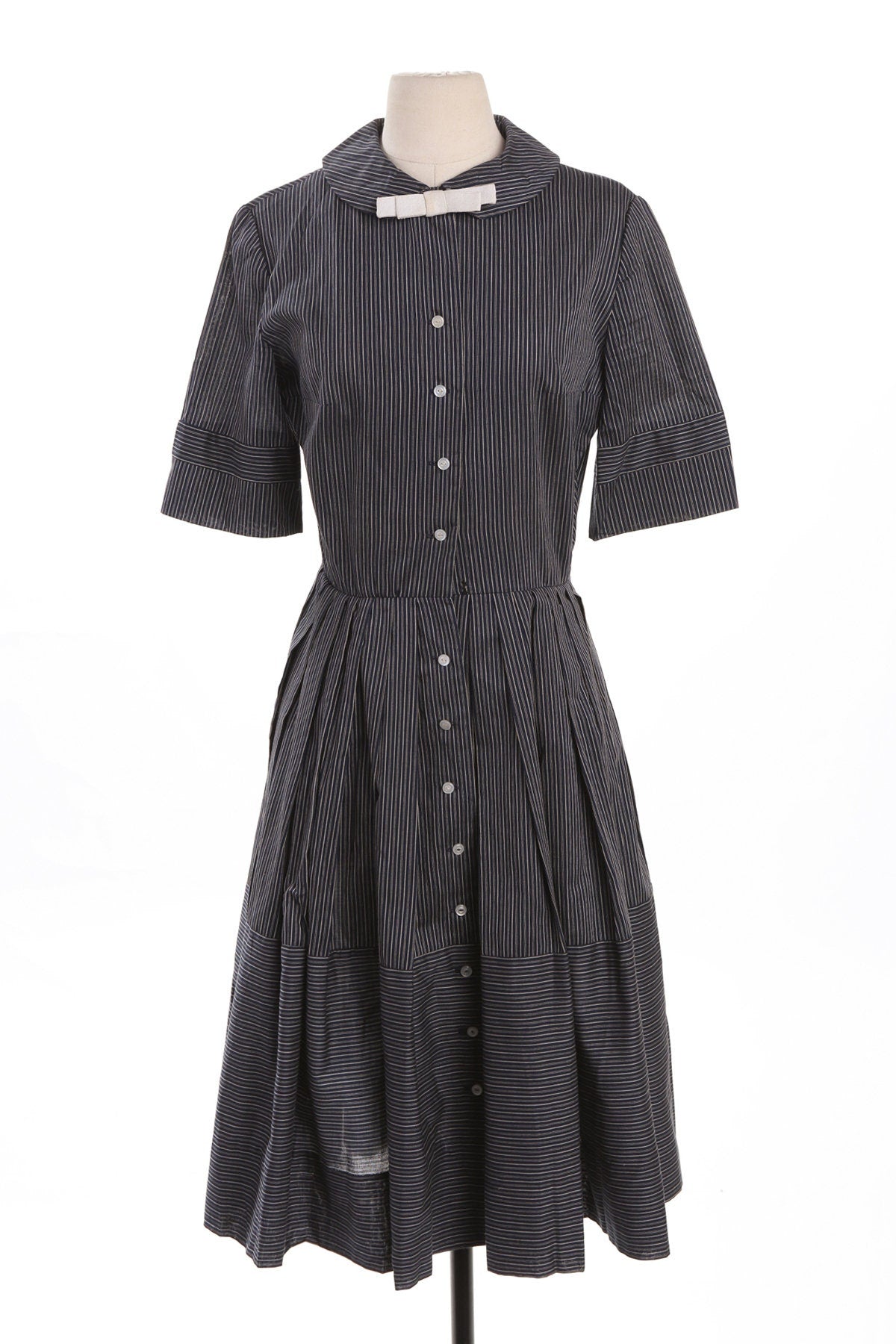 Vintage Rockabilly Black Striped Casual Dress