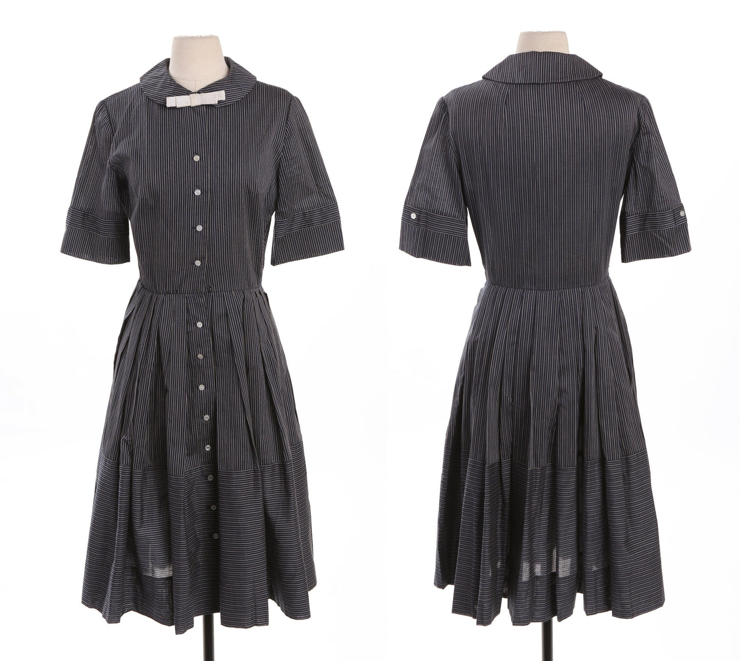 Vintage Rockabilly Black Striped Casual Dress