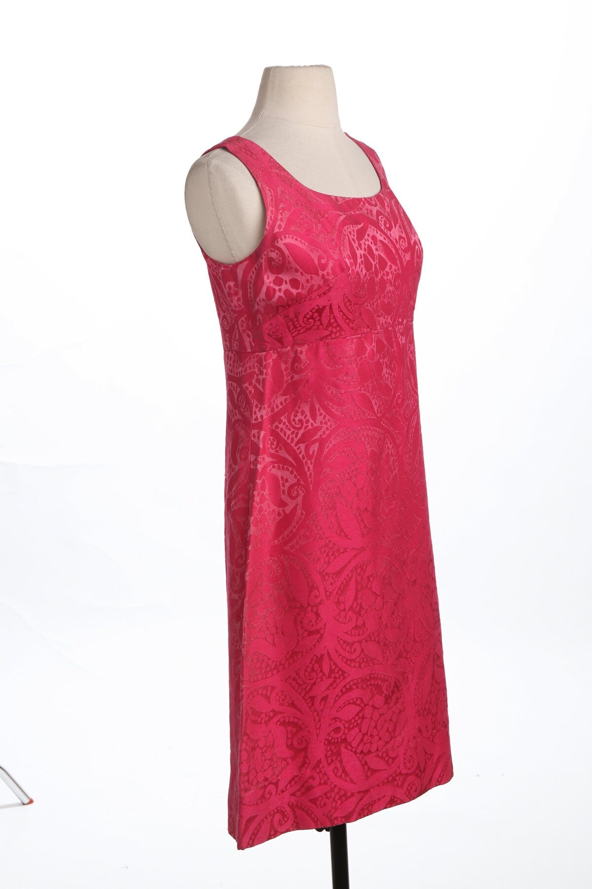 Vintage Evening Pink Floral Brocade Dress - Era 50's - 60's