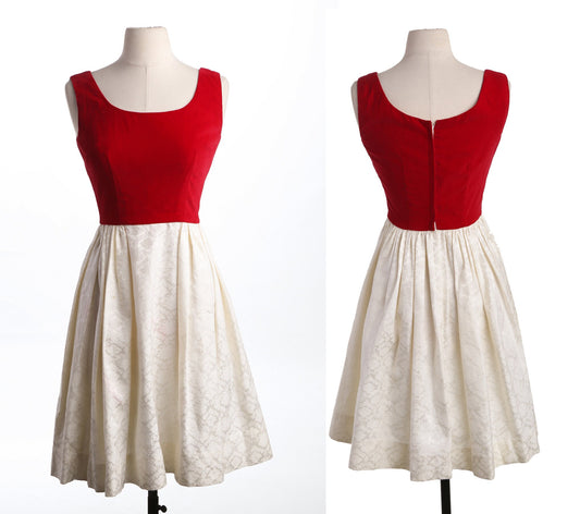 Vintage Casual Red and White Dress - Era 50's - 60's