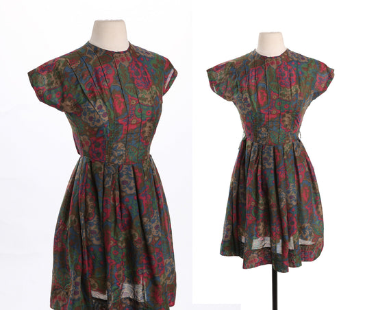 Women 60's Floral Print Summer Dress