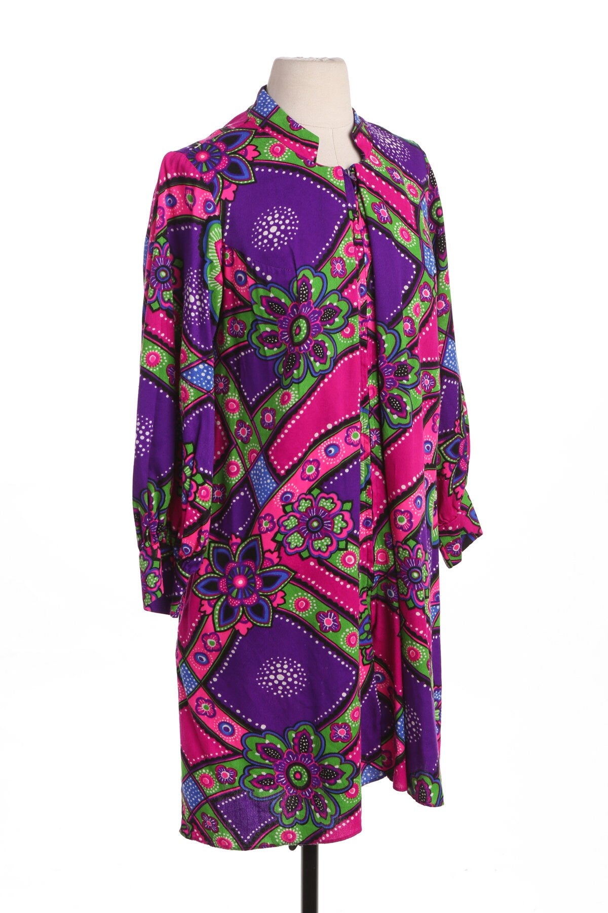 70's Purple and Pink Casual Polyester Dress