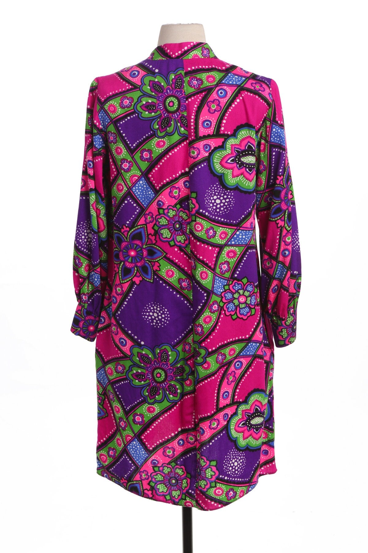 70's Purple and Pink Casual Polyester Dress