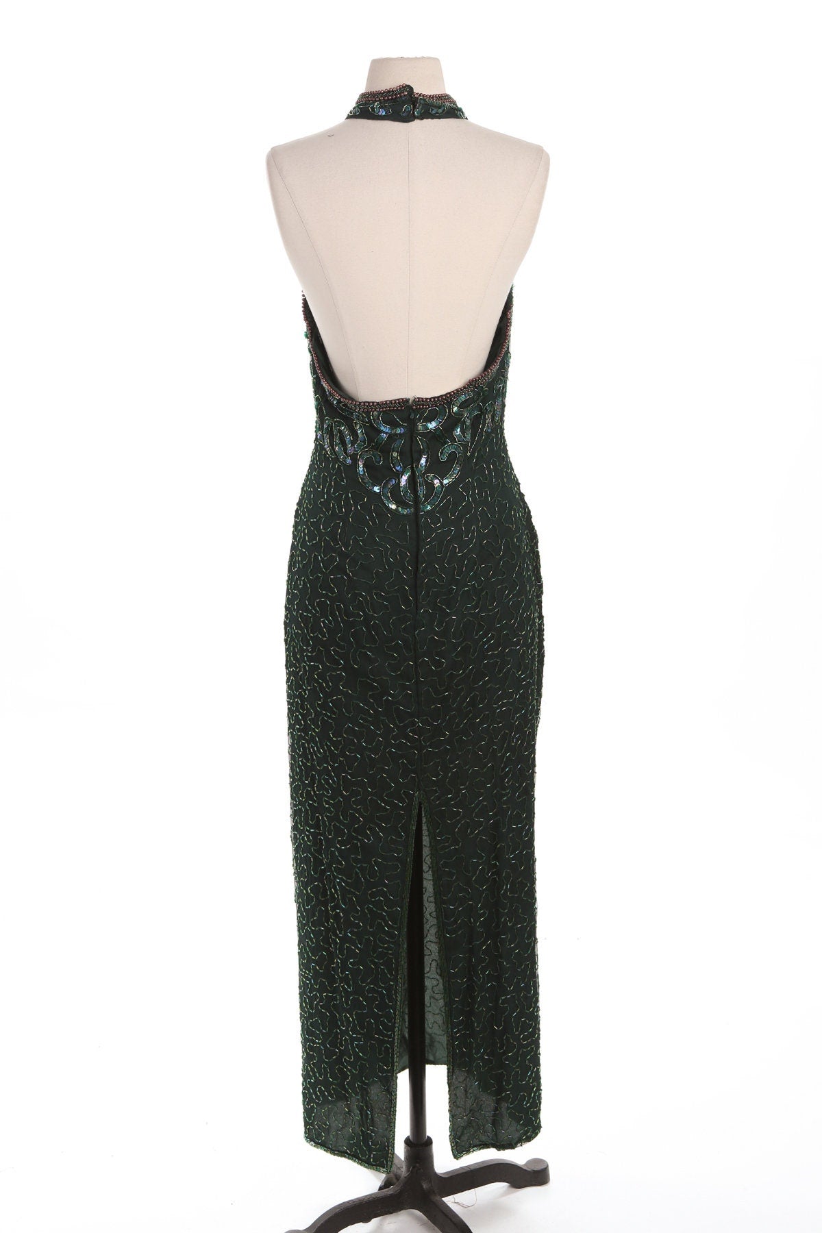 Vintage Women Black Long Sequin Dress - Era 80's - 90's