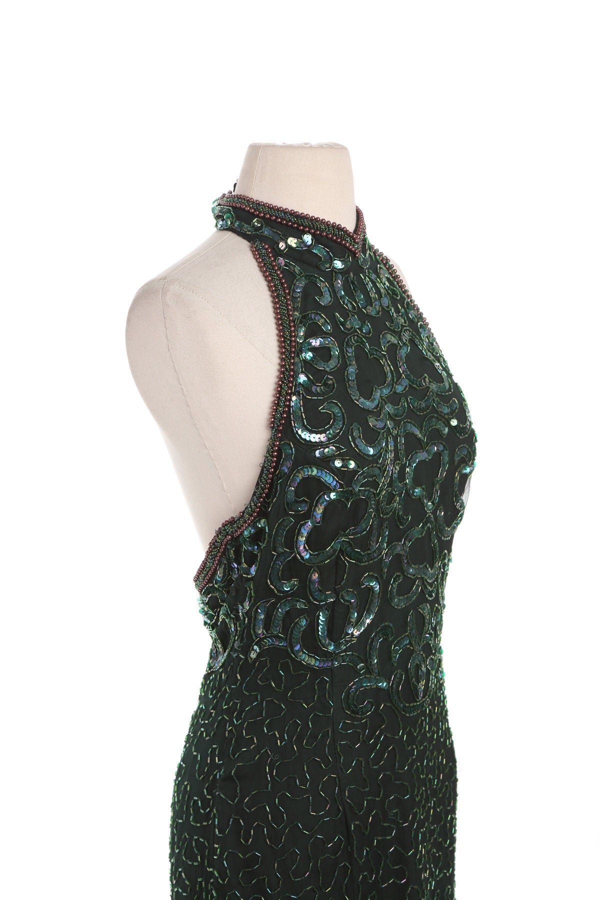 Vintage Women Black Long Sequin Dress - Era 80's - 90's