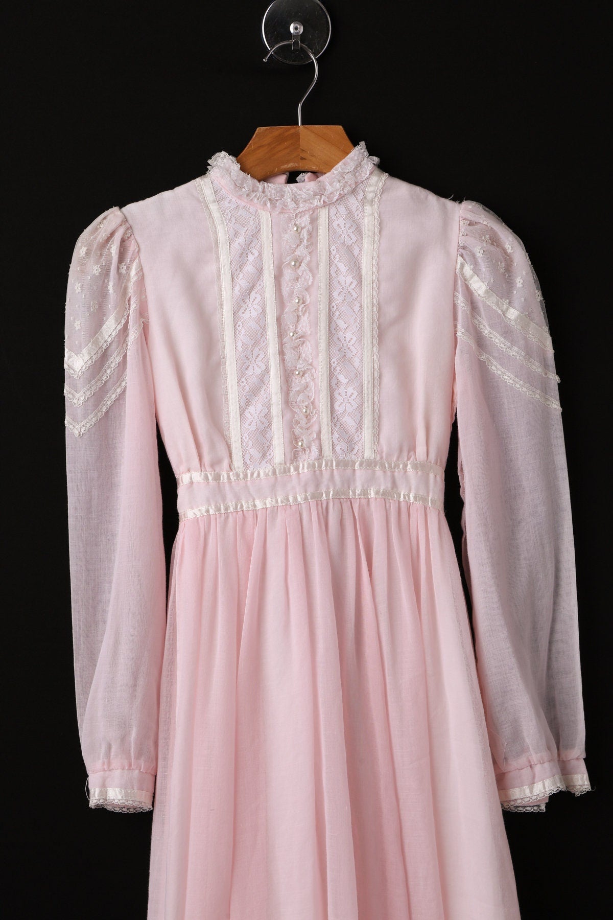 Vintage Pink Prairie Dress - Long Sleeve - Era 70's to 80's