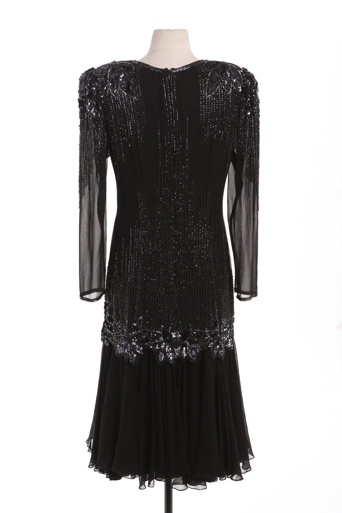 Vintage Black Sequin Evening Dress - Era 80's - 90's