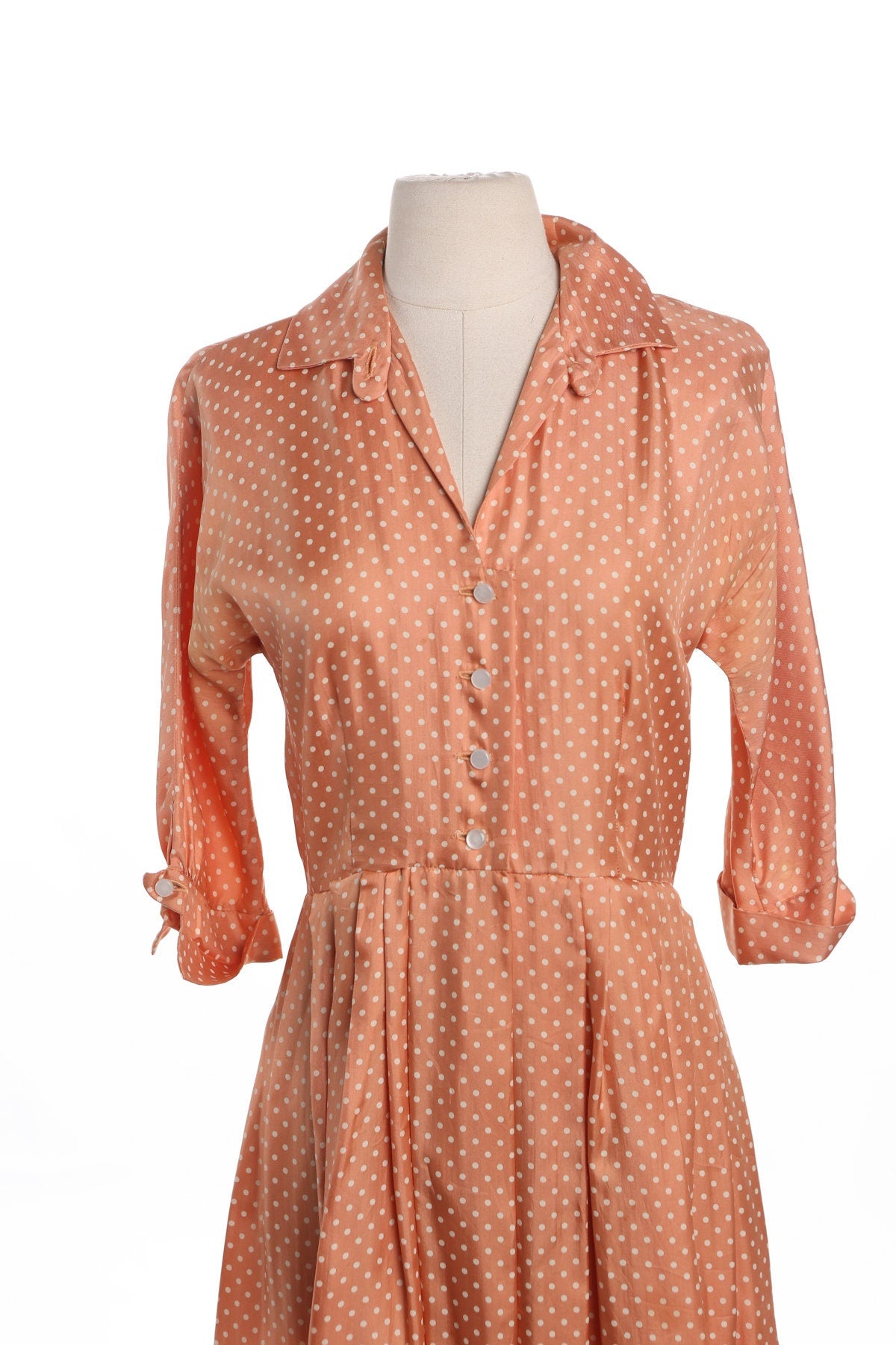 Vintage 40's White Polka Dot Casual Dress