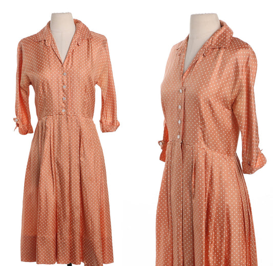 Vintage 40's White Polka Dot Casual Dress