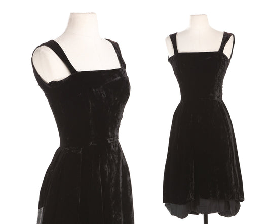 Vintage Black Evening Velvet Dress by Maison Madelaine - Era 50's - 60's