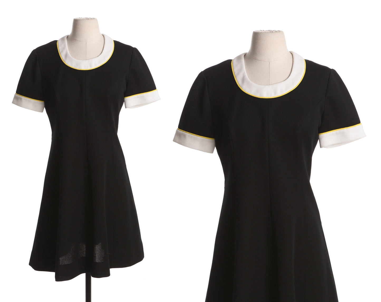 Vintage Black Mod Dress - Era 60's - 70's - By Leslie Tag knits