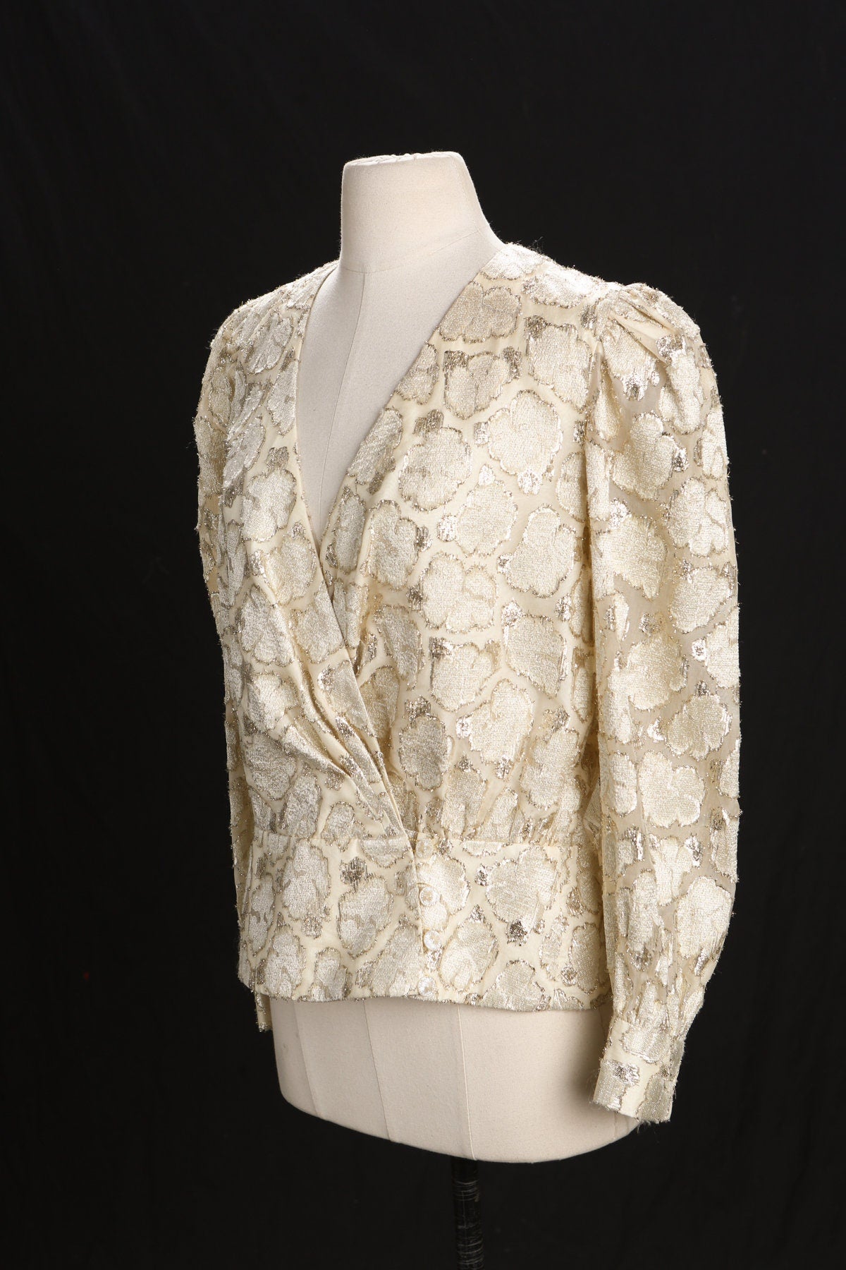 Vintage Women Floral Patter Metallic Casual Blouse - Era 80's - 90's