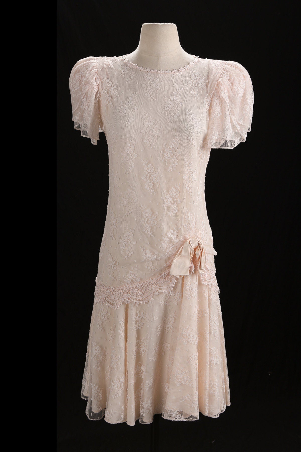 80's Casual Lace Short Sleeve Dress