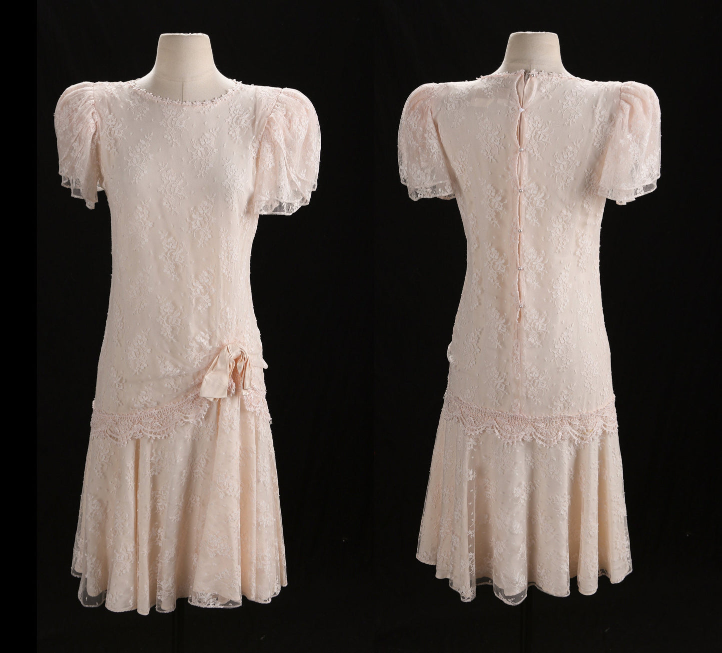 80's Casual Lace Short Sleeve Dress