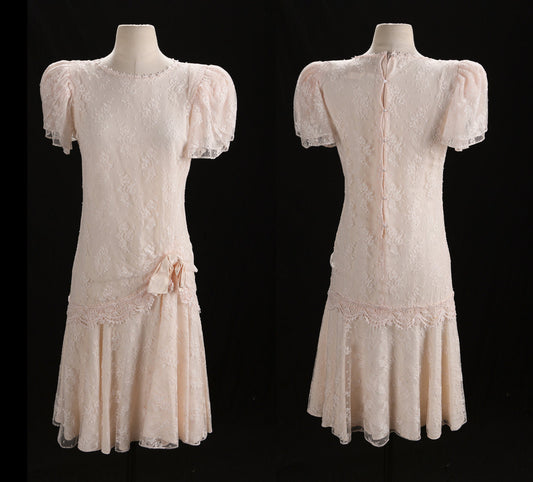 80's Casual Lace Short Sleeve Dress
