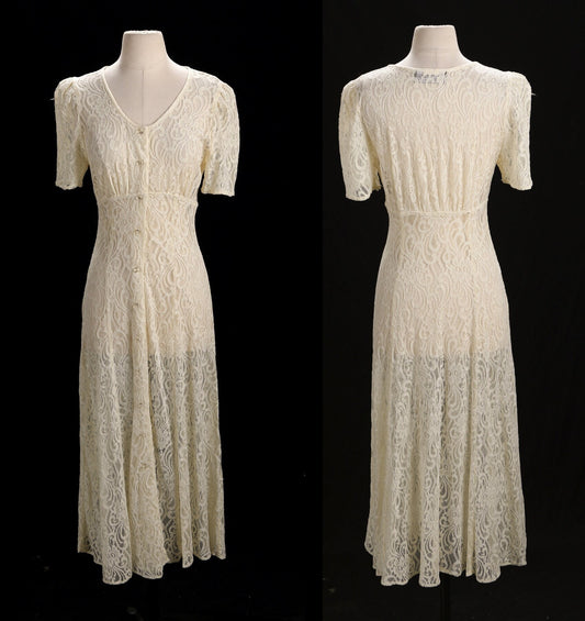 Vintage Lace Summer Long Dress - Era 80's - 90's