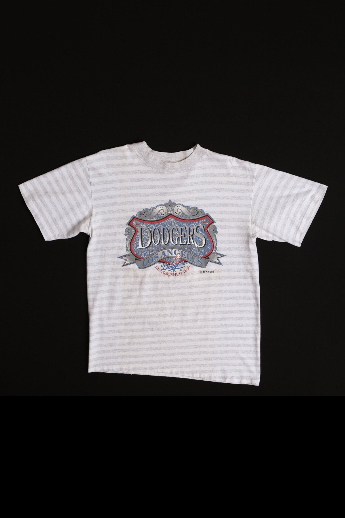 Vintage Dodgers Los Angeles Gray Striped Graphic T-shirt