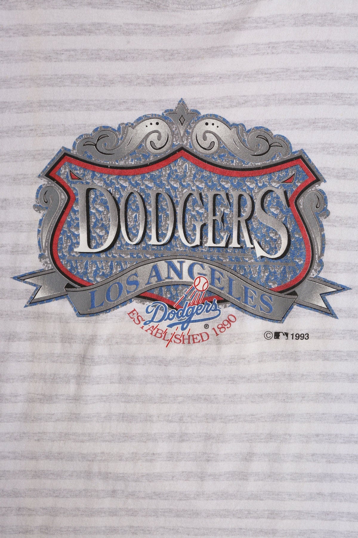 Vintage Dodgers Los Angeles Gray Striped Graphic T-shirt