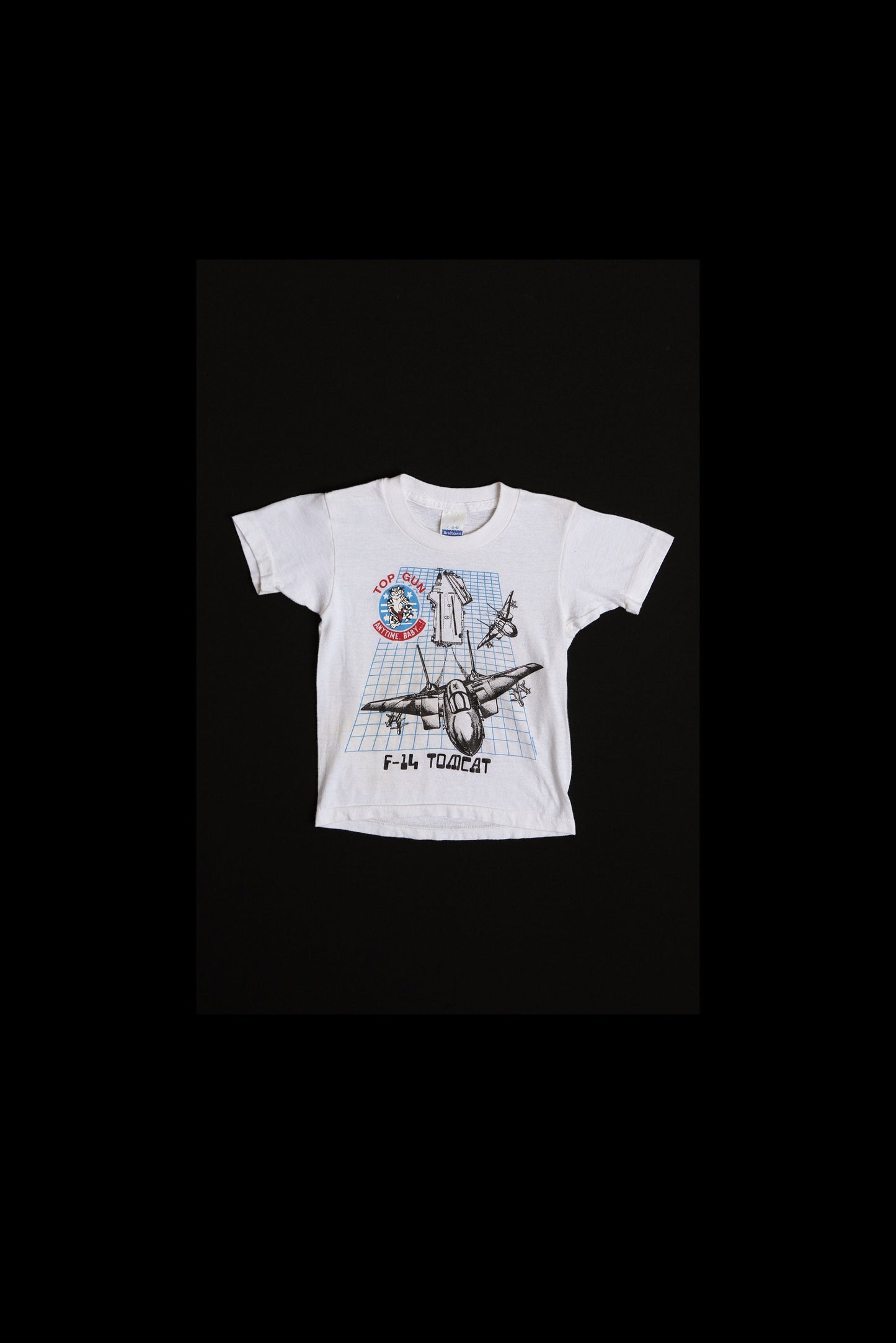 Vintage Kids White Graphic T-shirt - Top Gun F-14 Tomcat -