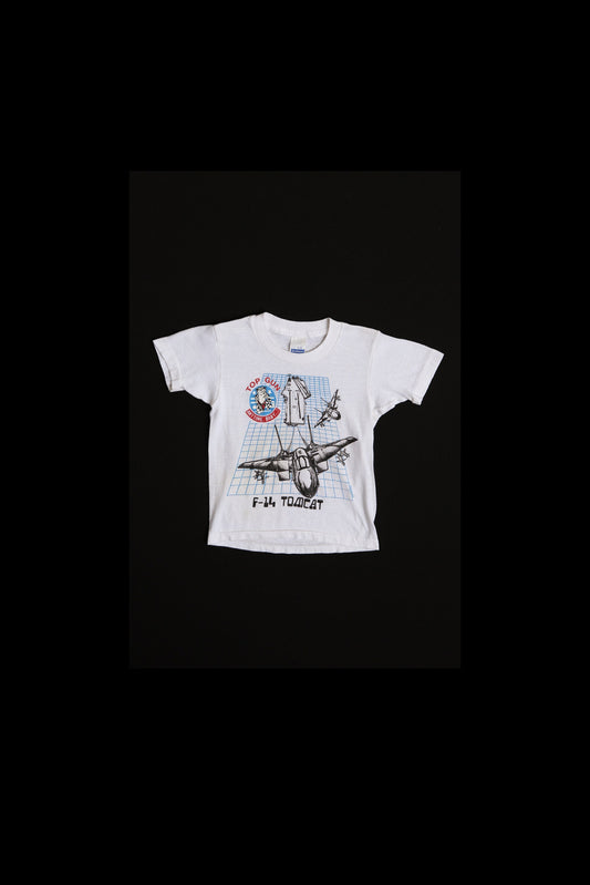 Vintage Kids White Graphic T-shirt - Top Gun F-14 Tomcat -