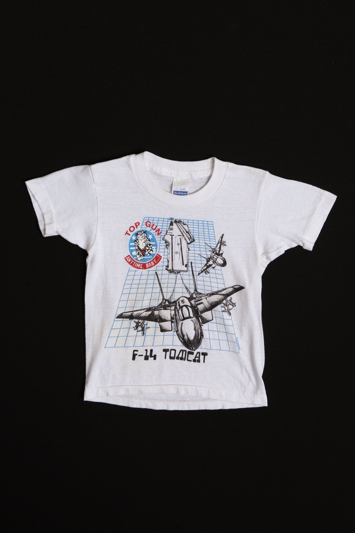 Vintage Kids White Graphic T-shirt - Top Gun F-14 Tomcat -