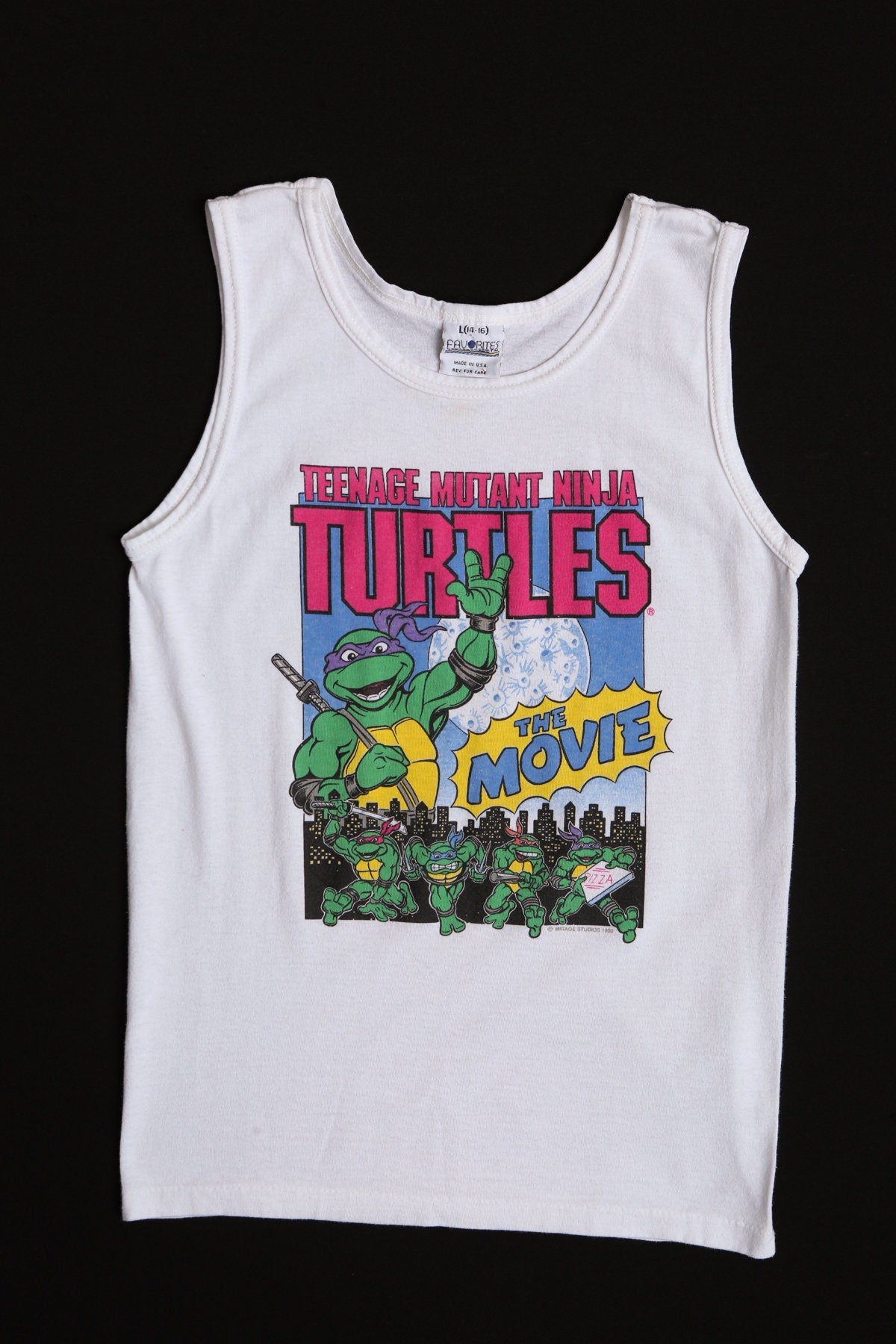 Vintage Cartoon White Graphic Tank Top - Teenage Mutant Ninja Turtles Print