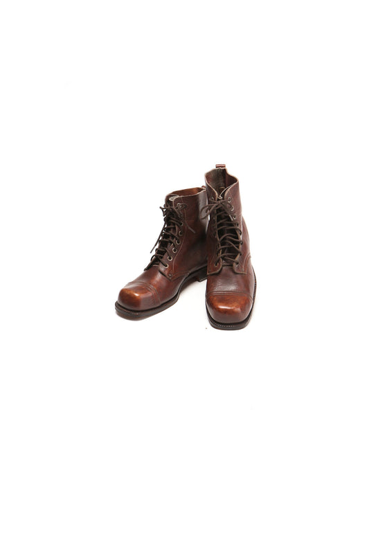 Vintage men brown leather boots work size 46