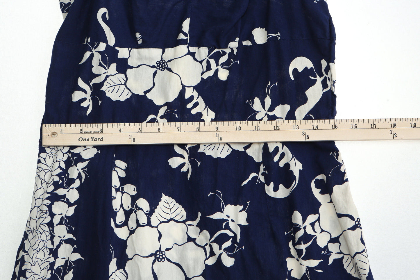 Vintage hawaiian dress floral print blue white strap 40's 50's